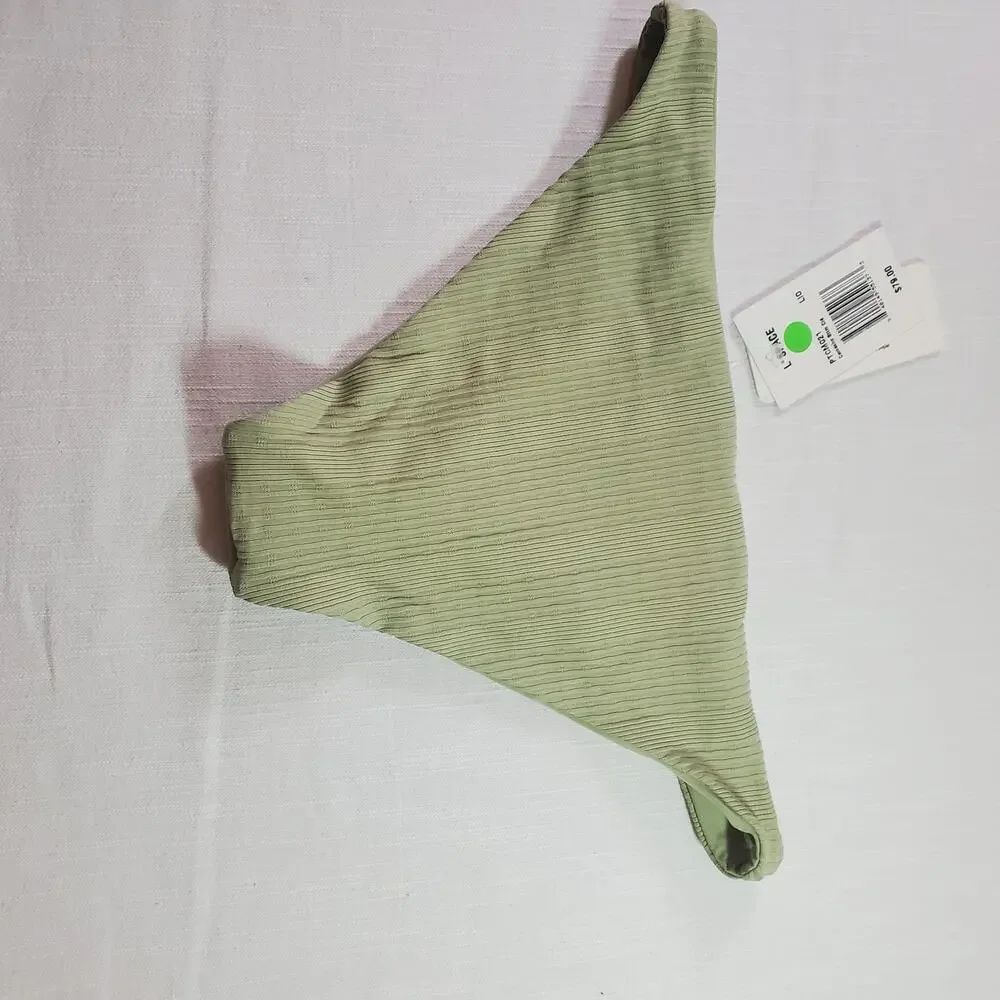 L*Space Sage Green Ribbed Bikini Bottom Swimwear Large L NWT Retail $79